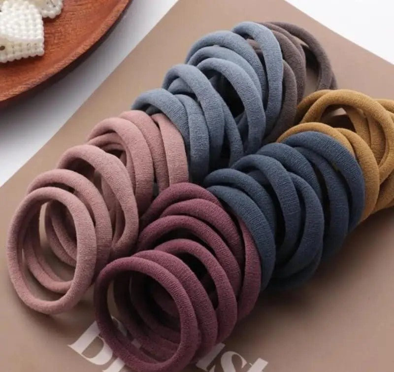 30 Pack Colorful Rubber Bands - Elastic Ponytail Hair Ties for Women & Girls
