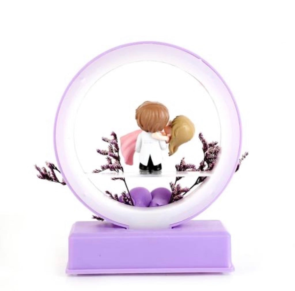 Musical Romantic Couple Showpiece with LED Lights – Hug Miniature Valentine Gift (35 × 24 cm)