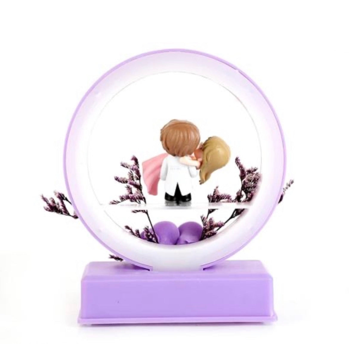 Musical Romantic Couple Showpiece with LED Lights – Hug Miniature Valentine Gift (35 × 24 cm)