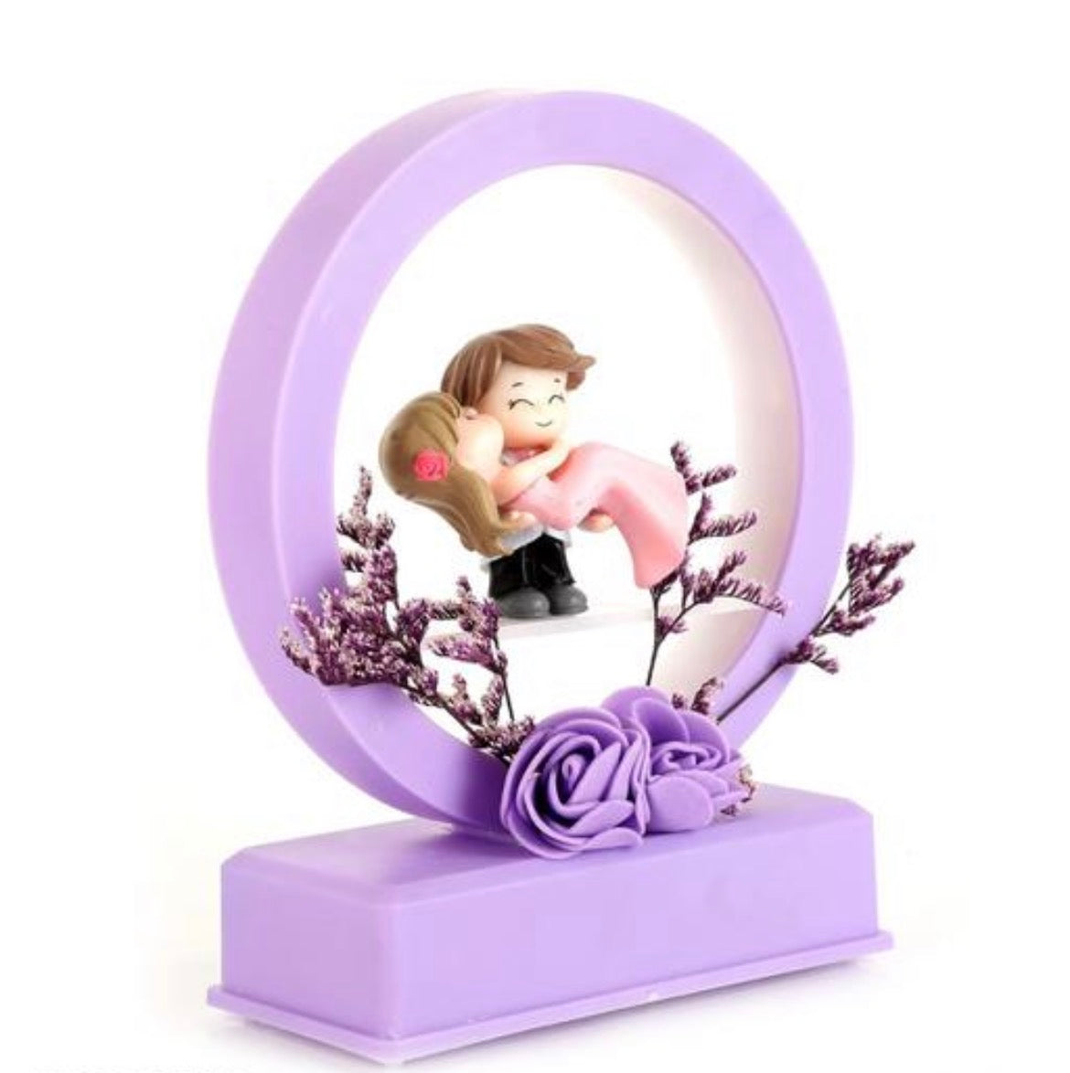Musical Romantic Couple Showpiece with LED Lights – Hug Miniature Valentine Gift (35 × 24 cm)