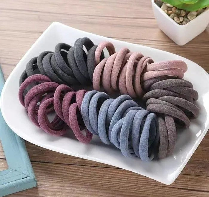 30 Pack Colorful Rubber Bands - Elastic Ponytail Hair Ties for Women & Girls