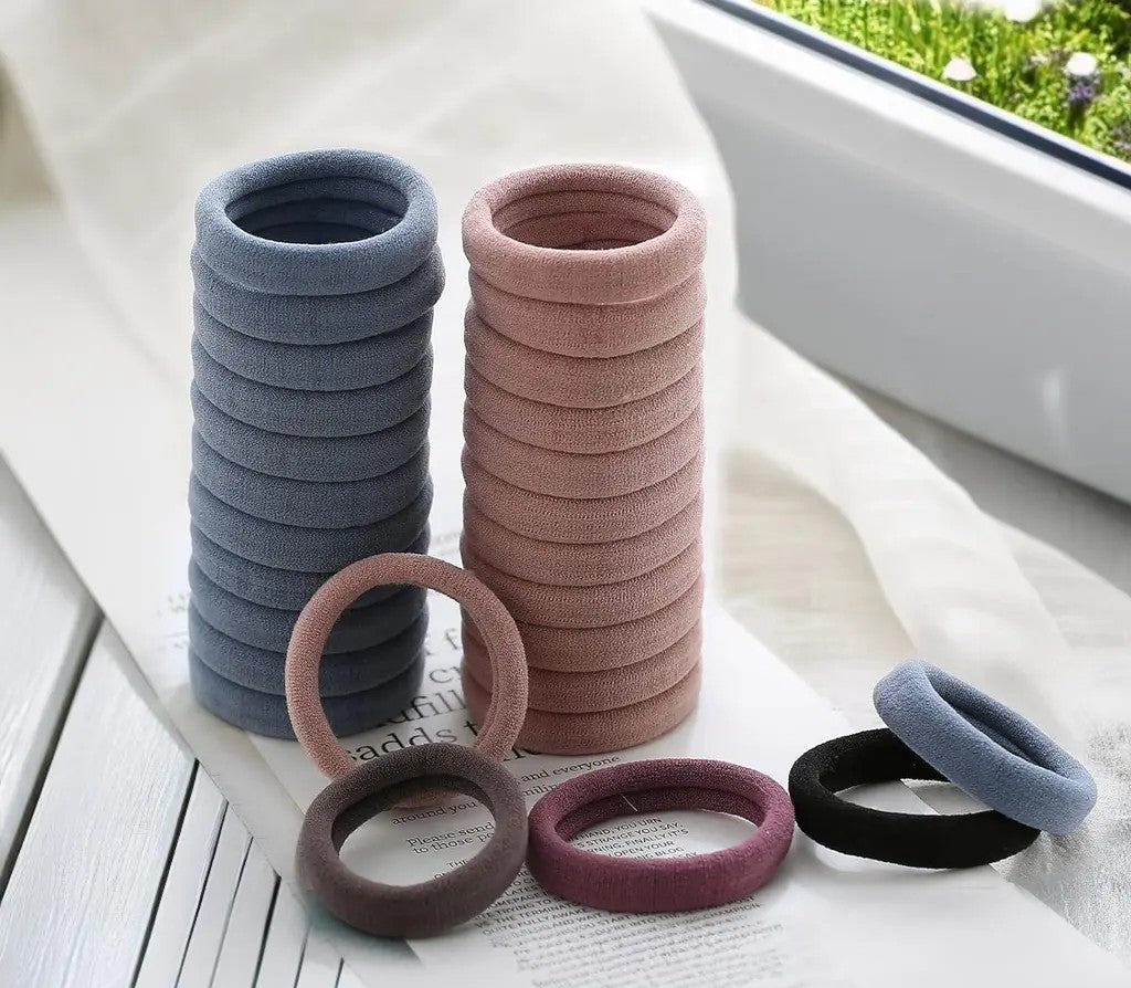 30 Pack Colorful Rubber Bands - Elastic Ponytail Hair Ties for Women & Girls